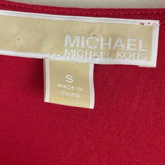 Michael Michael Kors V-neck Tunic Top Red‎ Mixed Media 3/4 Sleeve Size S - Picture 5 of 6